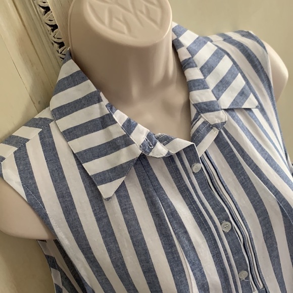 𝅺HOPE & Harlow Striped Linen Cotton Shift Shirt Dress - Picture 6 of 8
